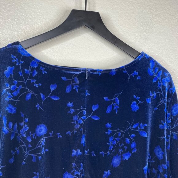 K C Spencer Women's Velvet Floral Whimsigoth Dark Fairy Dress Blue Size 18W - Picture 9 of 10